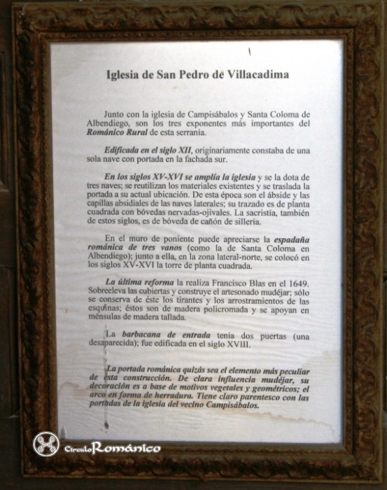 Villacadima. Iglesia de San Pedro. Cartela