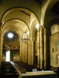 Cambre. Santa María. Interior, nave central hacia los pies. Coro