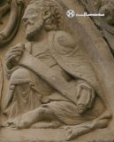 Tudela. San Nicolás. Tímpano, lado derecho. Detalle evangelista