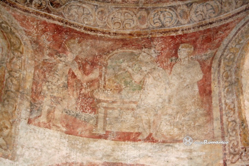 Avolsheim. Saint Ulrich. Escena con personaje coronado recibiendo a un hombre
