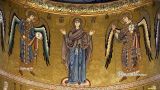 Cefalú. Santísimo Salvador. La Virgen flanqueada por los Arcángeles
